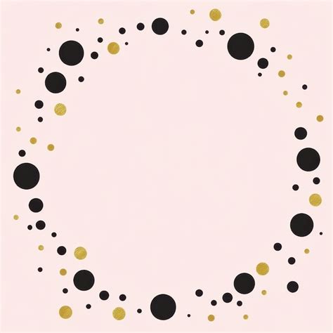 Add A Touch Of Elegance With A Blush Pink Border Adorned With Black Polka Dots And Gold Motifs