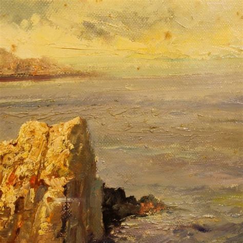 Italian Painting Seascape With Cliff Oil On Canvas From 20th Century