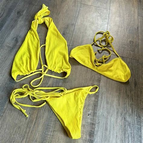 Frankies Bikinis Yellow Piece Bikini Picclick Uk