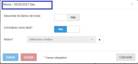 Por que os campos Ausência BH e Abonado não aparecem em um dia na