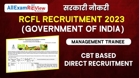 Rcfl Recruitment 2023 Notification Eligibility Exam Date YouTube