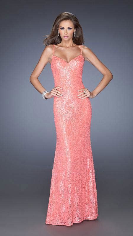 La Femme 20431 Sequin And Lace Spaghetti Strap Evening Dress