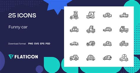 Funny car Icon Pack | Detailed Outline | 25 .SVG Icons