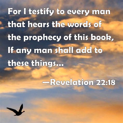 Revelation 22:18 For I testify to every man that hears the words of the prophecy of this book ...