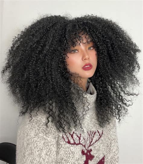 Peluca Afro Rizada Larga Sweece Con Flequillo Para Mujeres Negras