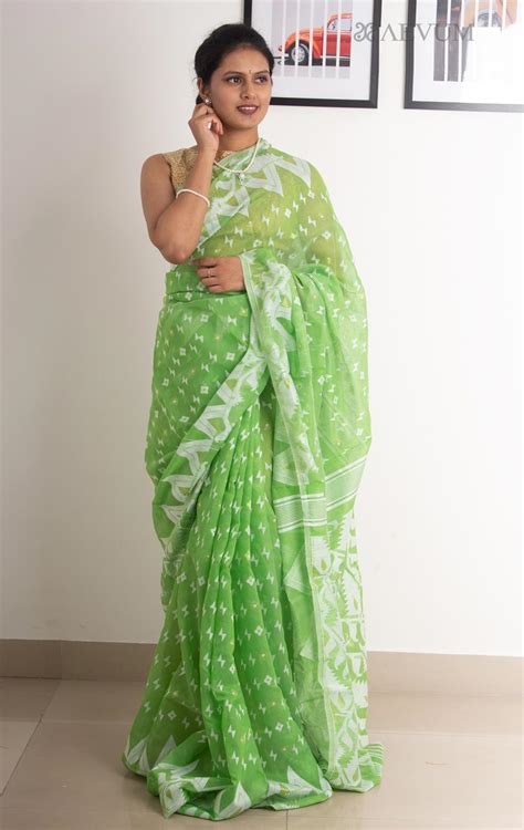 Soft Dhakai Jamdani Saree Without Blouse Piece 0525 Aevum