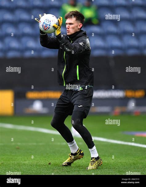 Swansea City Goalkeeper Freddie Woodman During The Pre Match Warm Up