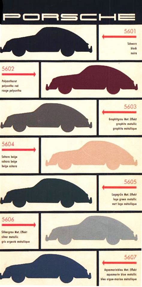 Proper Vintage Porsche 356 Color Charts