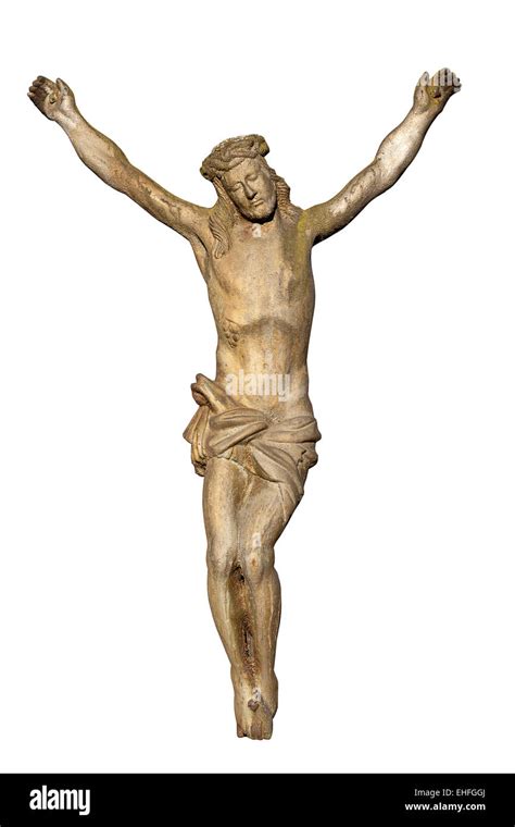 Old Statue Of Jesus Christ Crucified Isolated On White Stock Photo Alamy