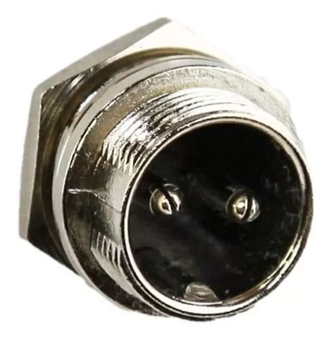 Conector Ficha Microfono Rosca Macho Chasis 2 Pines Din Mic