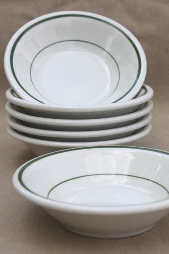 Vintage Buffalo China Bowls Green Band White Ironstone Restaurant Ware