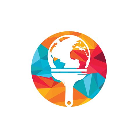 Paint brush and globe vector logo design. Global paint icon logo