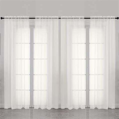 Amazon Ovzme Panels Ivory Sheer Curtains Inches Length Basic