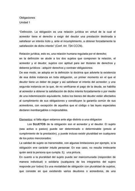 Obligaciones Resuemn Resumen Derecho Obligaciones Unidad 1