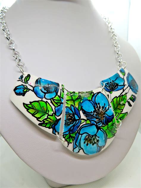 Statement Floral Polymer Clay Necklace Wearable Art T For Her