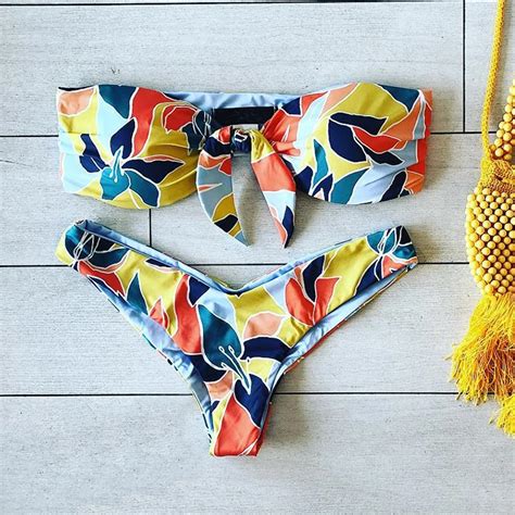 2019 New Summer Sexy Women Bikini Leaf Print Two Piece Swimsuit