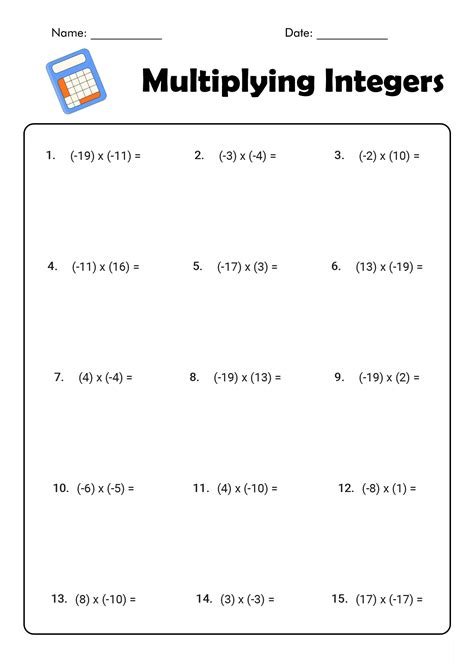 Multiplying And Dividing Integers Worksheets Multiplication