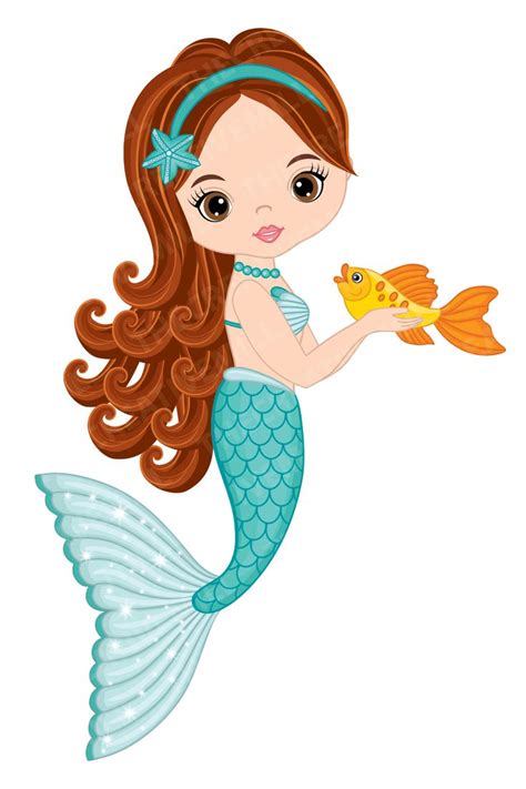 Mermaids Clipart Vector Mermaids Clipart Fish Girls Clipart Mermaid