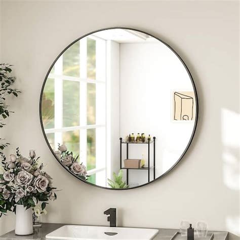 GLSLAND 24 In W X 24 In H Round Metal Framed Wall Bathroom Vanity