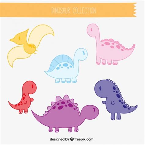 Premium Vector Coloured Dinosaurs Collection