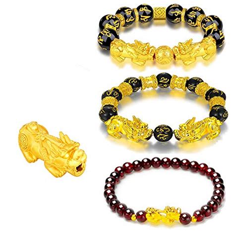 EagleWings 3 Pcs Feng Shui Bracelets Prosperity Mantra Beads Double