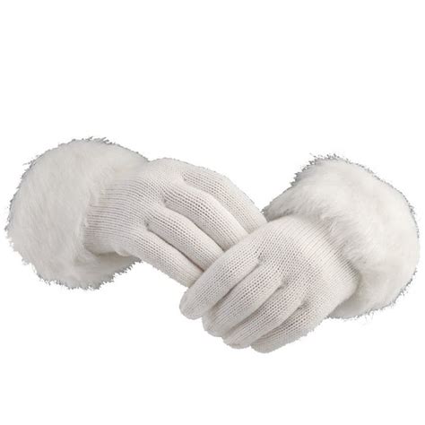 Collections Etc Foxy Faux Fur Trimmed Knit Gloves BLACK in 2025 | Fur ...