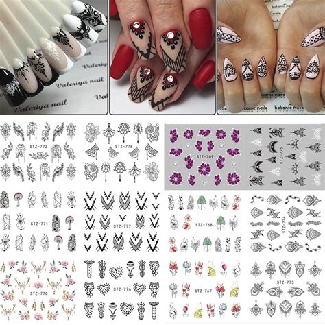 13 шт./лот, наклейки для ногтей, черные украшения, наклейки для ногтей ...