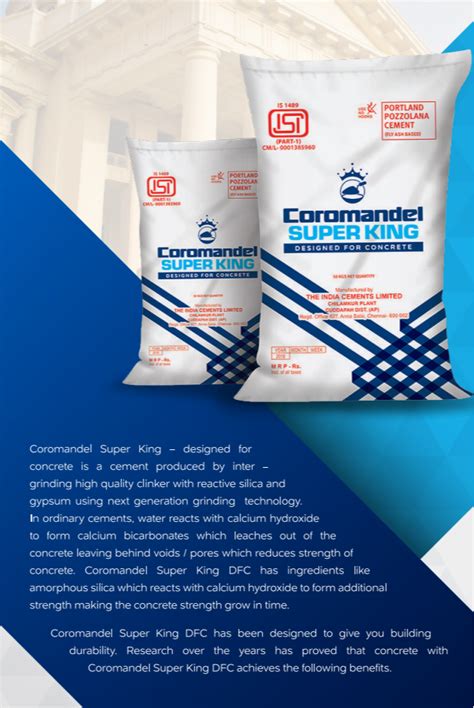 Coromandel Super King Ppc Fly Ash Based Cement Packaging Size Kg