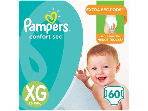 Fraldas Pampers Confort Sec Tam Xg 60 Unidades Extra Sec Pods