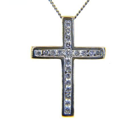 Ct White Gold And Diamond Cross Pendant Jethro Marles