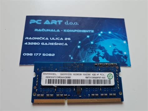 Ramaxel 4GB DDR3 PC3L 1Rx8 12800S 1600 MHz SODIMM Račun R1 Jamstvo