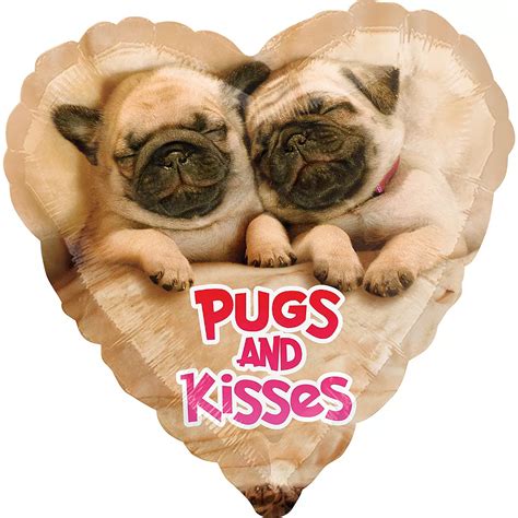 Pugs And Kisses Heart Balloon 17in Party City