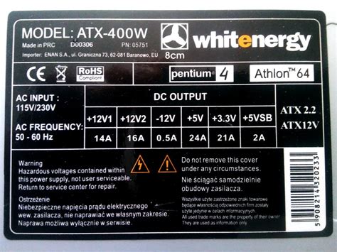 Zasilacz Whitenergy ATX-400W | Poznań | Kup teraz na Allegro Lokalnie