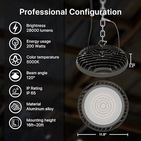 Snapklik HYPERLITE 200W UFO LED High Bay Light 2Pack LED High Bay