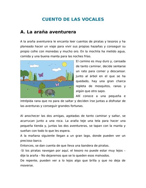 Cuento De Las Vocales Cuento De Las Vocales A La Ara A Aventurera A