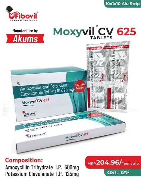 Amoxycillin Trihydrate I P 500mg Potassium Clavulanate I P 125mg