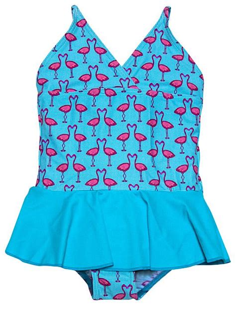 Bestdressedchild Penny Candy Girls Blue Ruffle Swimsuit Pink