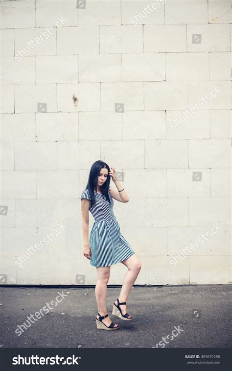 Sexy Brunette Slim Girl Posing Short Stock Photo 493672288 Shutterstock