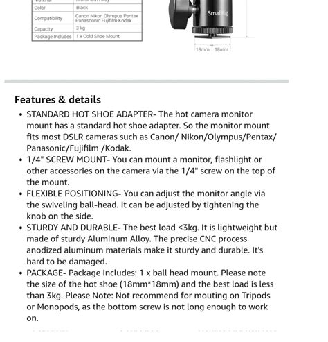 Smallrig Lcd Monitor Shoe Adapter Camera Hot Shoe Mount W Additional Screw For Cameras