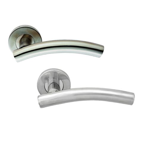 Curved Lever Handle On Concealed Fix Round Rose Sprung Grade