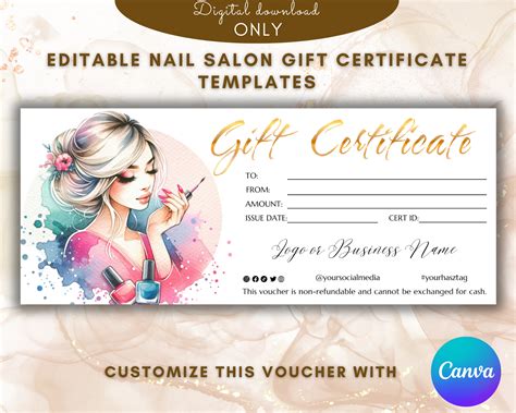 Nail Salon T Certificate Template Elegant Manicure T Card