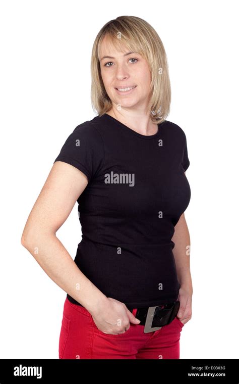 Blonde Woman Isolated On White Background Stock Photo Alamy