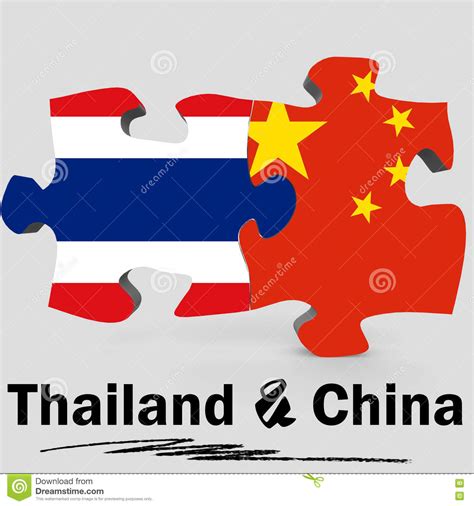 China And Thailand Flags In Puzzle Stock Image