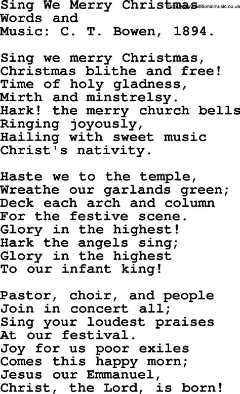 Christmas Hymns Carols And Songs Title Sing We Merry Christmas