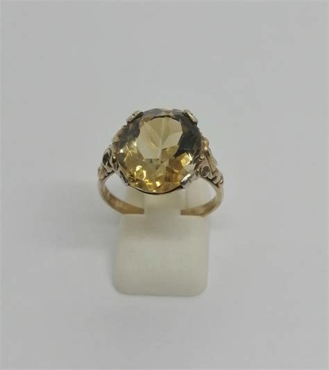 Bague Argent Vermeil Superbe Citrine Facett E D Cor Rocaille