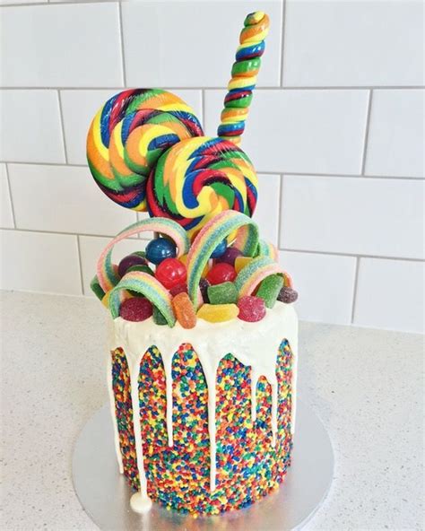 How To Make A Drip Cake With Sprinkles And Lollipops Candy Birthday