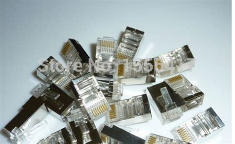 Купить 100 шт/много кристалл головы rj45 металлический щит вилка cat5 ...