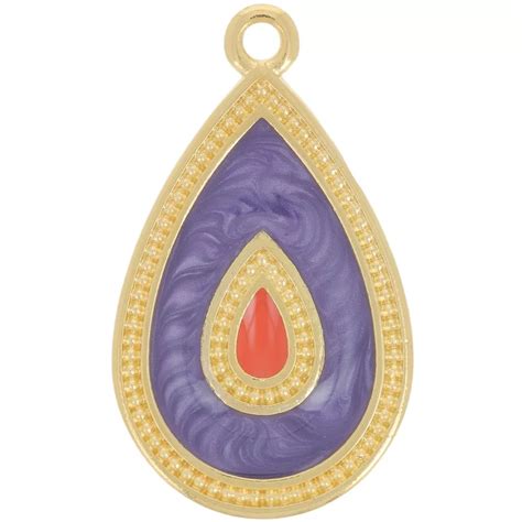 Pendentif Goutte X Mm Avec R Sine Poxy Dor L Or Fin Violet