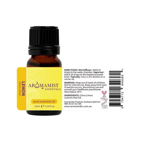 Aromamist Essentials Pure Essential Oil Lemon 10ml The Zen Store