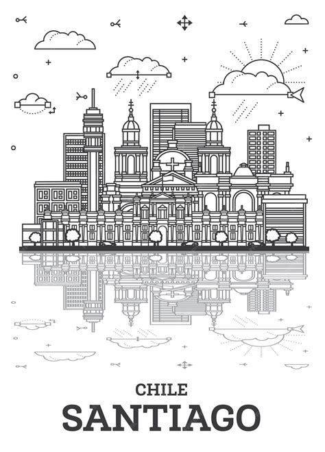 Premium Vector | Outline santiago chile city skyline with modern